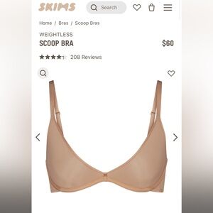 SKIMS weightless scoop bra 36D NWT